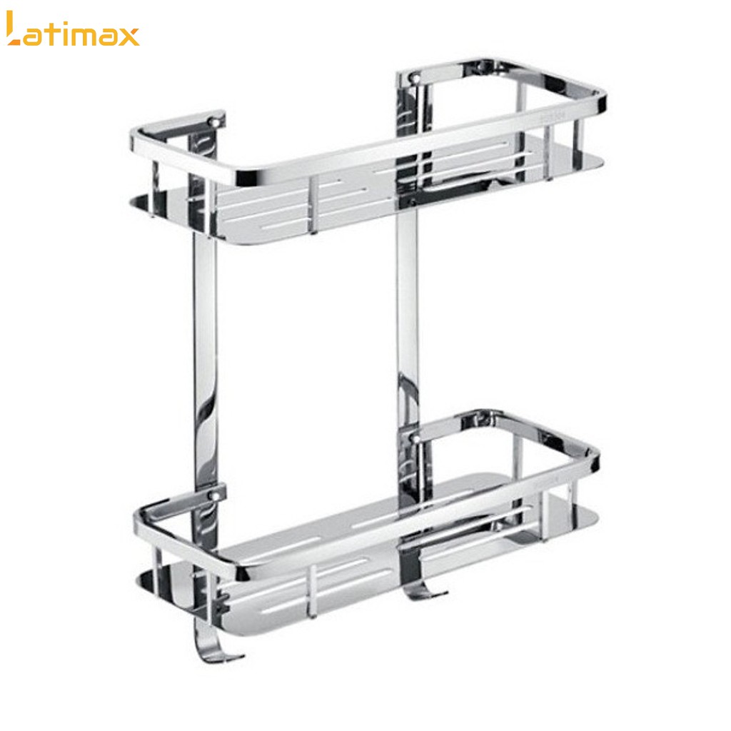 [Mã BMBAU50 giảm 7% đơn 99K] Kệ góc nhà tắm 2 tầng inox 304 chữ nhật Latimax KPT02 bắt vít chống nước chống gỉ sét