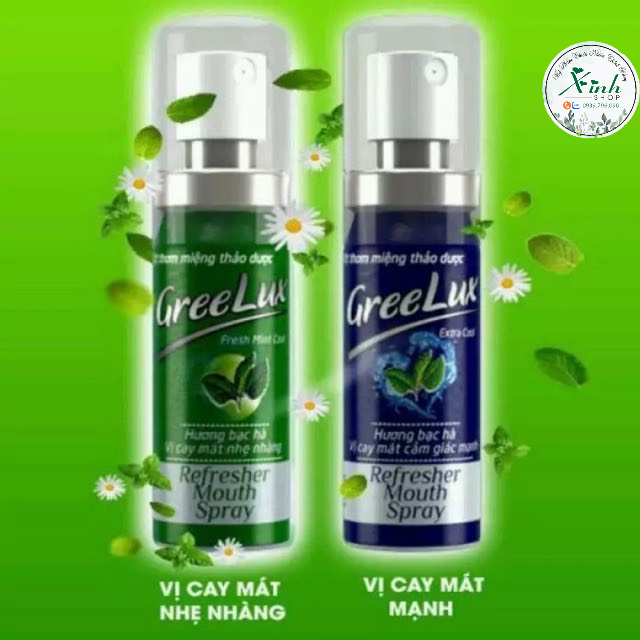 Xịt thơm miệng Greelux Thảo Dược chai 12ml - nước khử mùi hôi miệng gree lux bạc hà bình mini