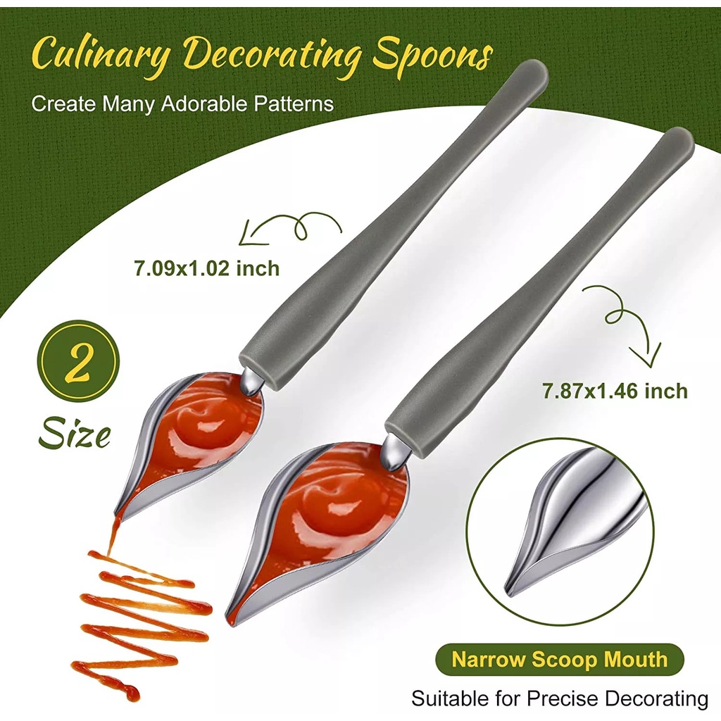 Bộ 2 muỗng Vẽ Sốt Decor Spoons -  Dụng Cụ Nghệ Thuật Đầu Bếp Trang Trí Món Ăn Culinary Drawing