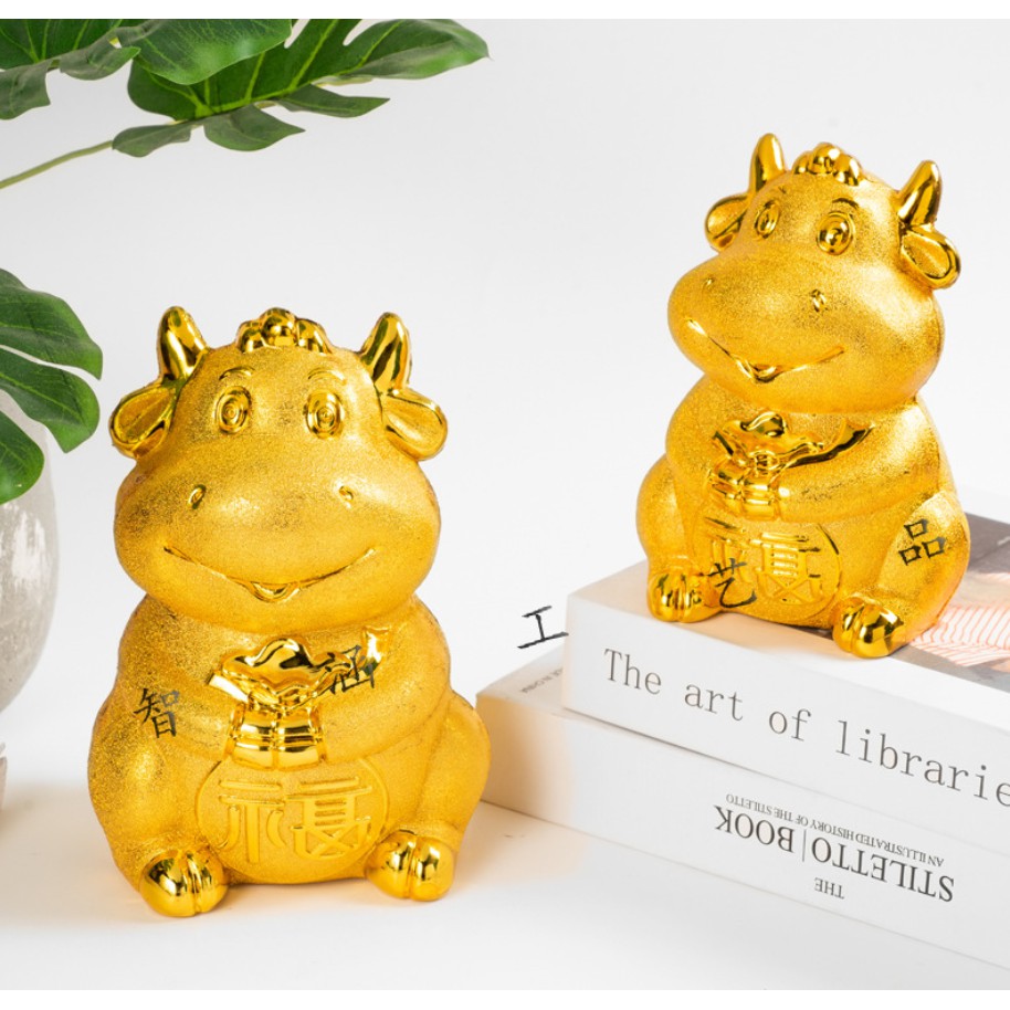 Chú trâu vàng đựng tiền tiết kiệm siêu đẹp, siêu sang, hộp đựng | BigBuy360 - bigbuy360.vn