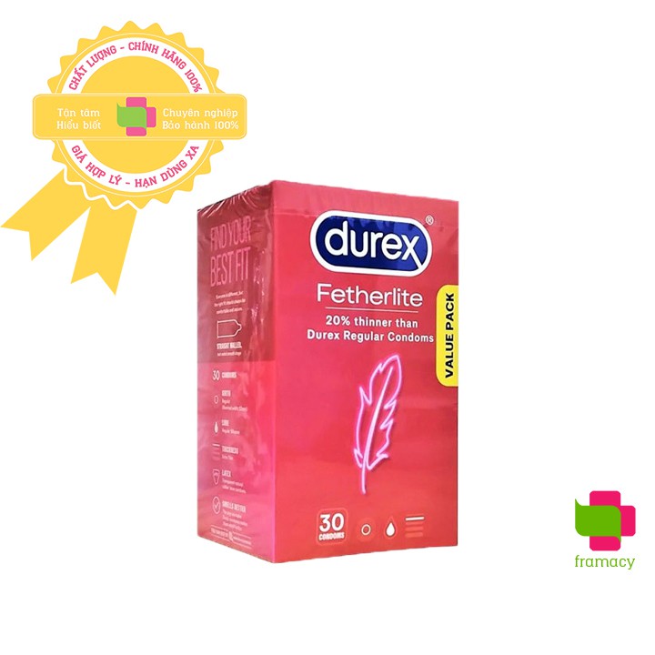 Bao Cao Su Durex Fetherlite, Úc (30c) giúp quan hệ an toàn, tăng khoái cảm cho nam giới