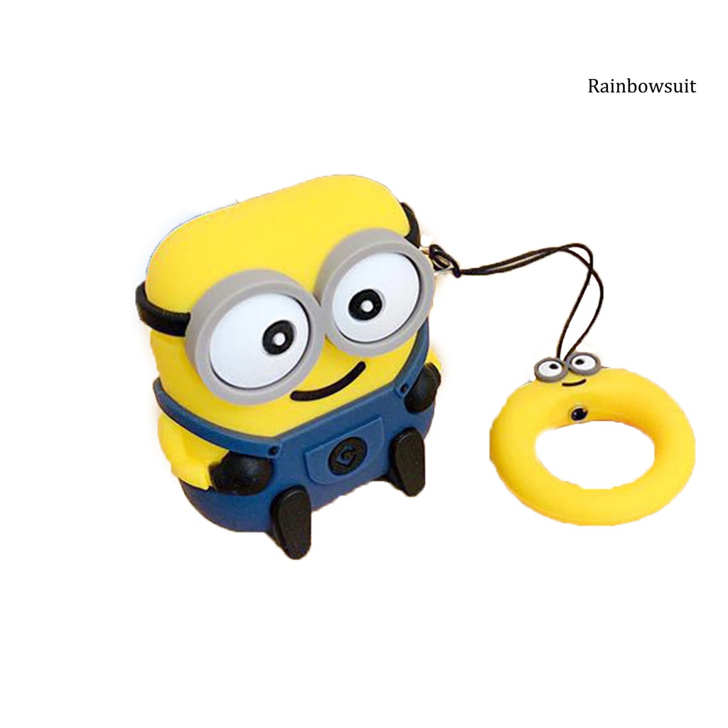 Hộp đựng tai nghe Bluetooth hoạt hình Minion bằng silicon cho AirPods 1 2