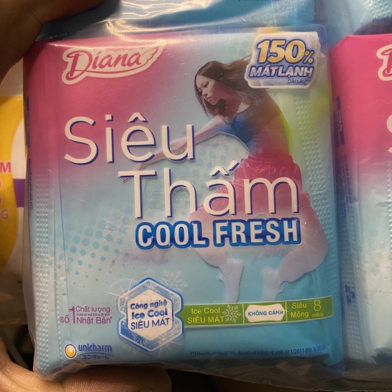 Băng Vệ Sinh Diana Siêu Thấm Cool Fresh Không Cánh (6 gói)