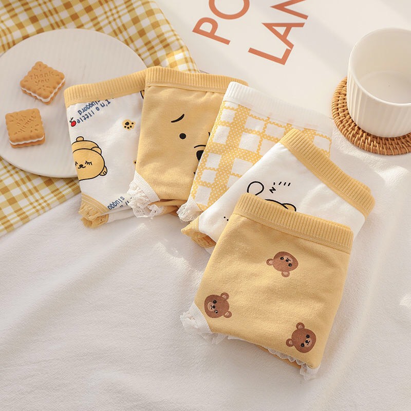 (Combo 5) Quần lót nữ dễ thương ⚡FreeShip⚡ Quần lót gấu vàng SIÊU KUTE chất mịn thoáng mát - 0719