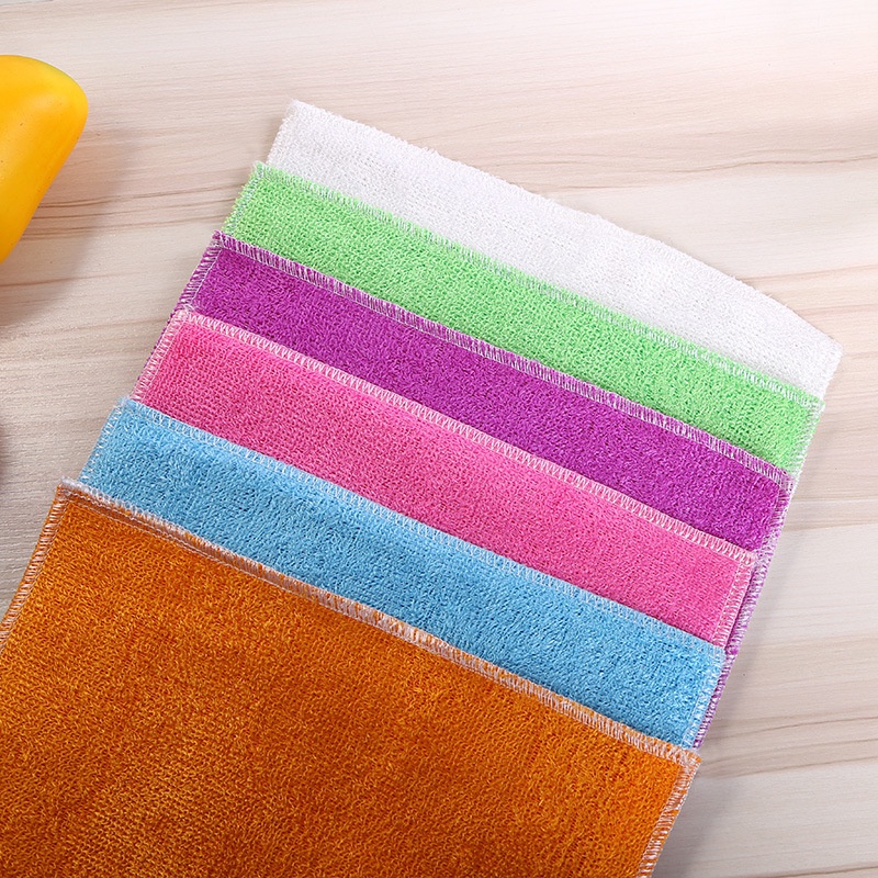 1 Giẻ Lau Bằng Sợi Than Tre Dày Hai Lớp Chống Dính Màu Sắc Ngẫu Nhiên