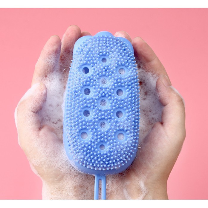 Bông Tắm Silicone Tạo Bọt Có Dây Treo