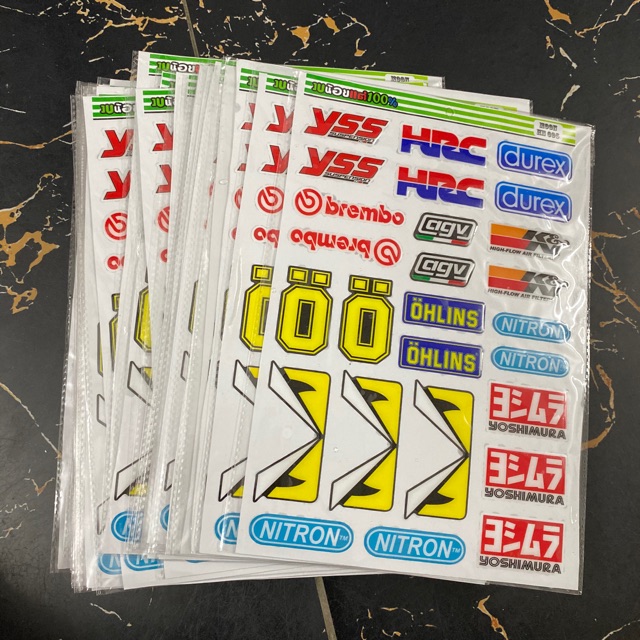 Tem dán xe chữ Yss,HRC,Brembo,Ohlins,Nitron.....