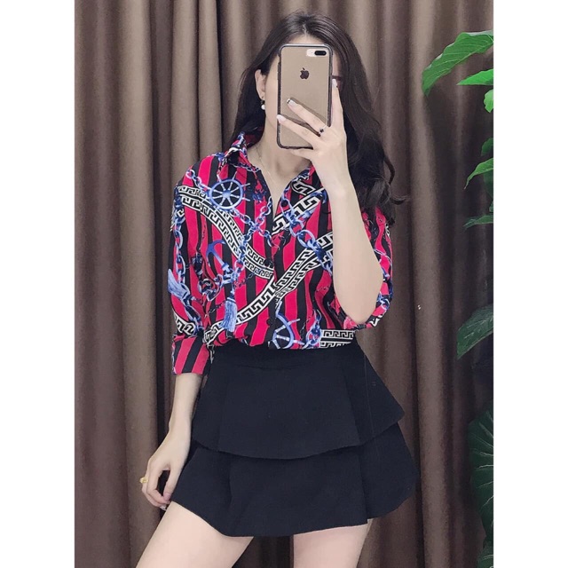 Áo sơ mi lụa họa tiết sang chảnh | BigBuy360 - bigbuy360.vn