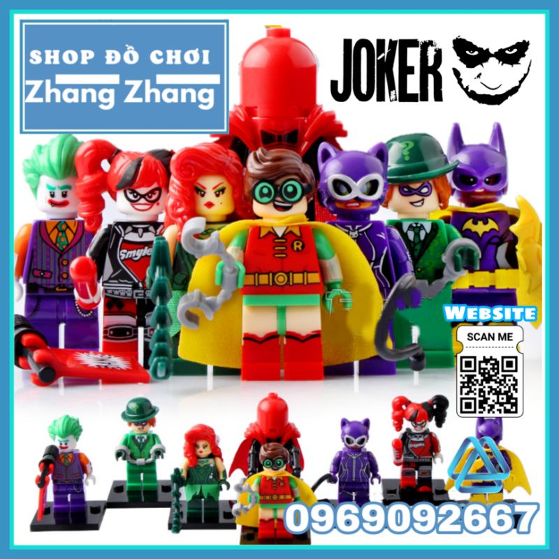 Đồ chơi Xếp hình Robin Bat Girl gồm Poison Ivy - CatWoman - Harley Quinn - RedHood - Joker Minifigures Xinh X0152