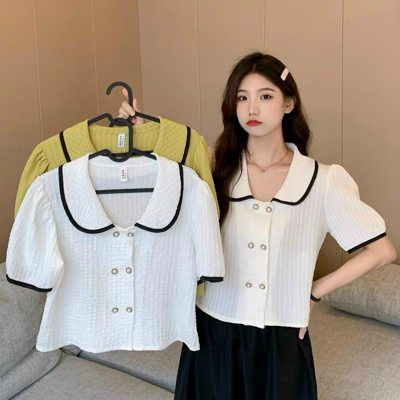 Áo sơmi kiểu gài nút , cổ viền bèo ☘️☘️☘️☘️SL alohashop91