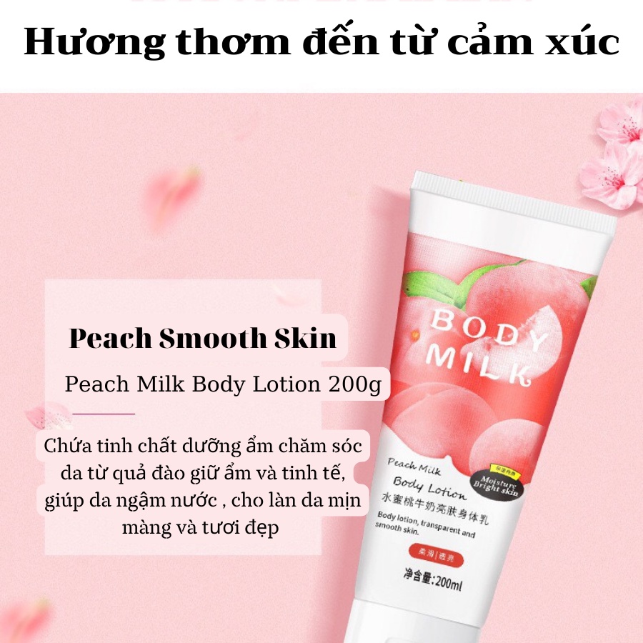 Kem Dưỡng Ẩm, Kem Body Trắng Da Chống Nắng Toàn Thân Trái Đào Pure Milk Body Lotion Hương Nước Hoa LALA