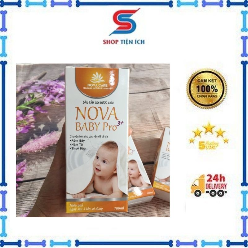 Dầu tắm gội cho bé Nova Baby ( phòng ngừa rôm sẩy, thủy đậu )