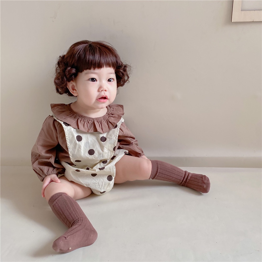 Áo Sơ Mi Cổ Sen Họa Tiết Chấm Bi Đơn Giản Thời Trang Xuân Thu Cho Bé Trai Và Gái