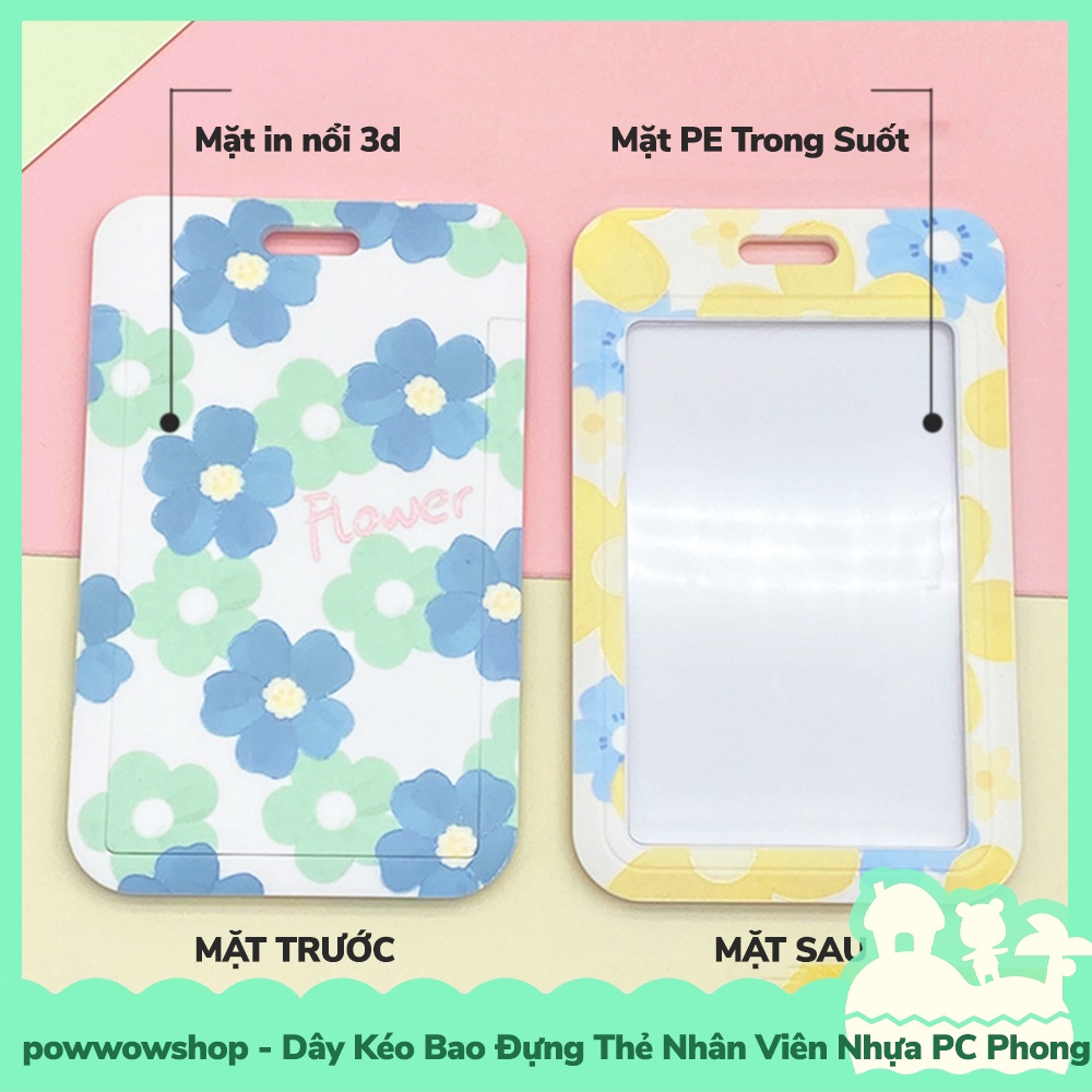 [Sẵn VN - Hỏa Tốc] Dây Kéo Bao Đựng Thẻ Nhân Viên Nhựa PC Phong Cách Pattel Vintage Thousand Flowers