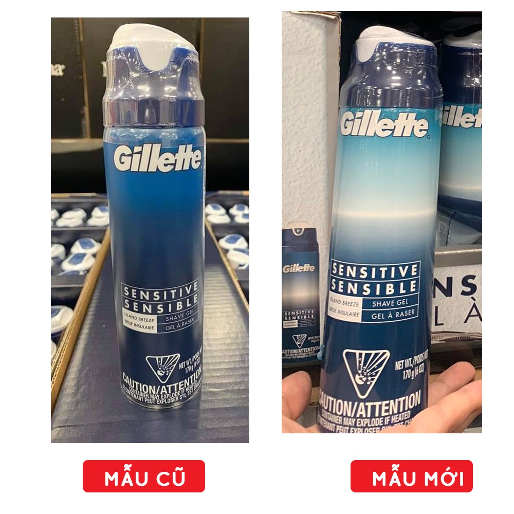 [ MẪU MỚI ] Gel cạo râu Gillette Sensitive Sensibile Shave Gel 170g