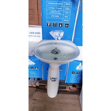 Chậu lavabo 3 lỗ  vòi nóng lạnh đủ phụ kiện Thái Bình kích thước  có giá đỡ chưa bao gồm chân chậu