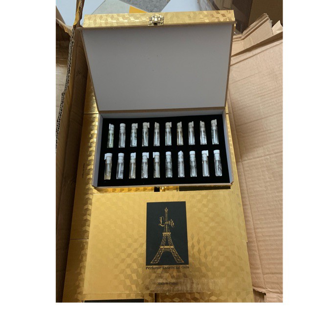 Hộp test nước hoa vàng 20 chai mini