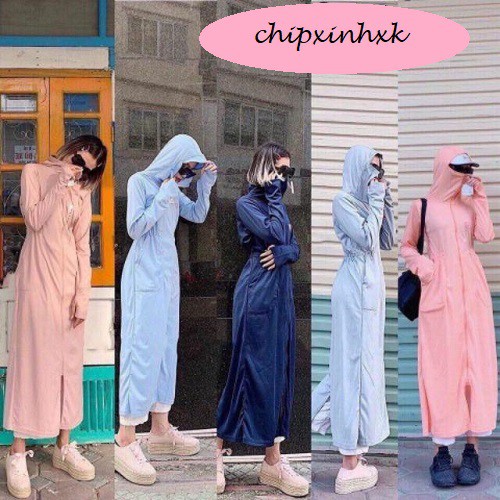 Áo choàng nắng CHIPXINHXK chất thông hơi chun eo  thoáng mát cho bạn nữ _ ngăn chặn tia UV