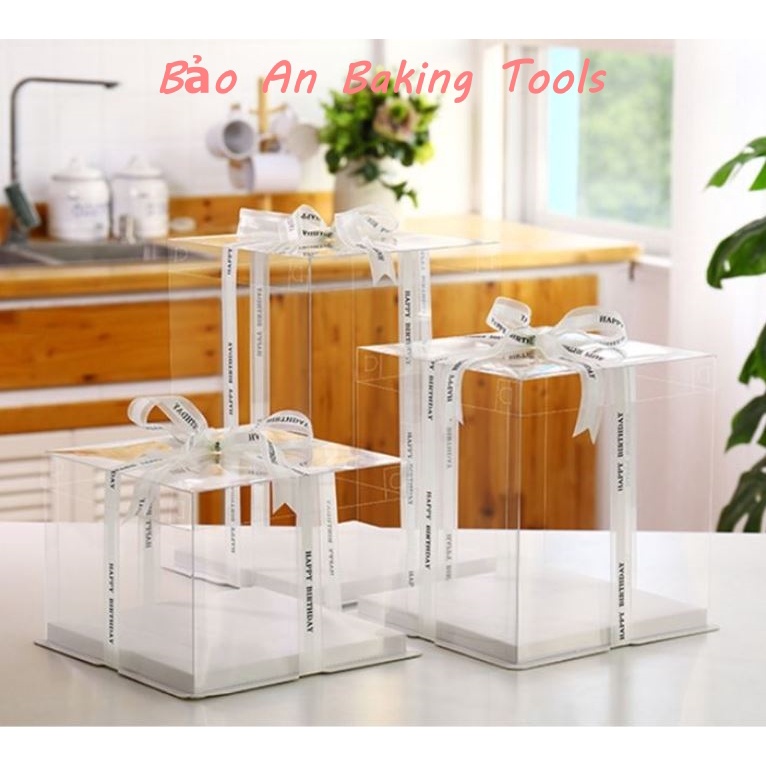 Hộp mica trong đựng bánh gato 1-2 tầng full size