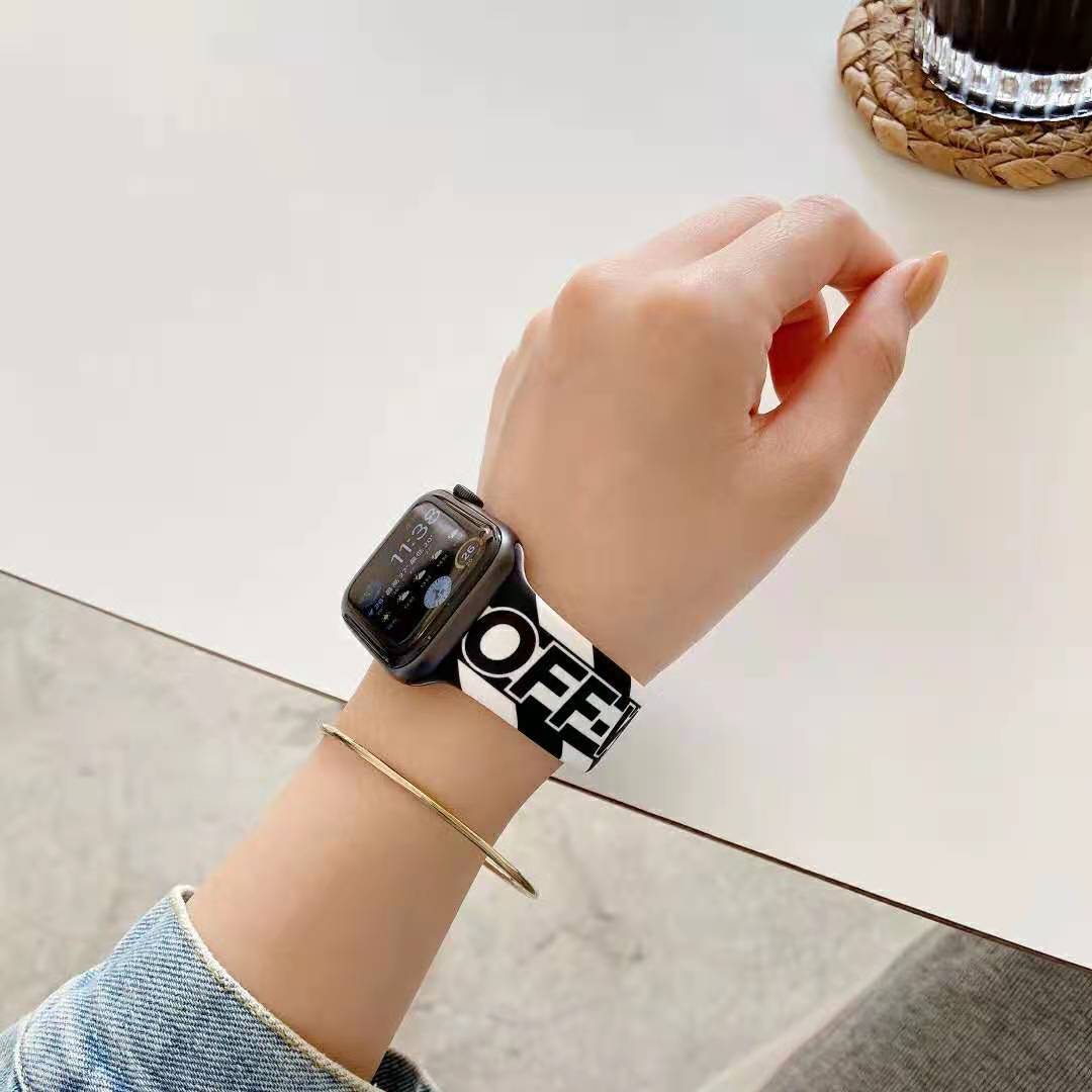 Dây Đeo Silicon Màu Trắng In Logo Nike Off White Cho Đồng Hồ Thông Minh Apple Watch Iwatch 1 2 3 4 5