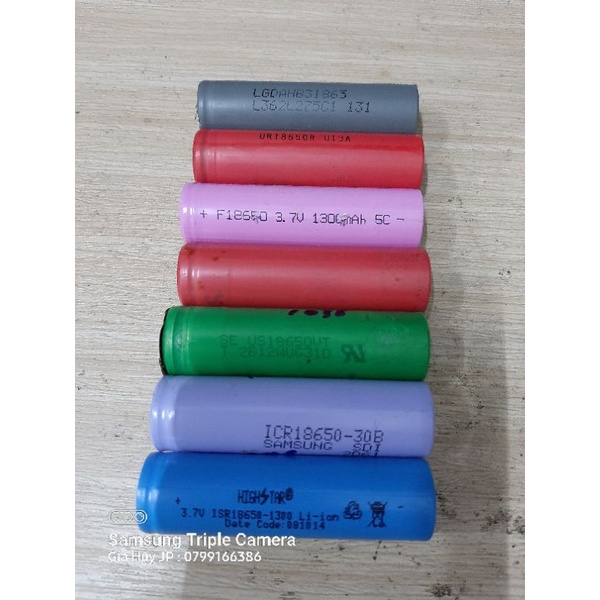 Cell Pin 18650 cũ 3.7v đã qua sử dụng dùng chế sạc dự phòng, đèn pin, đèn led....
