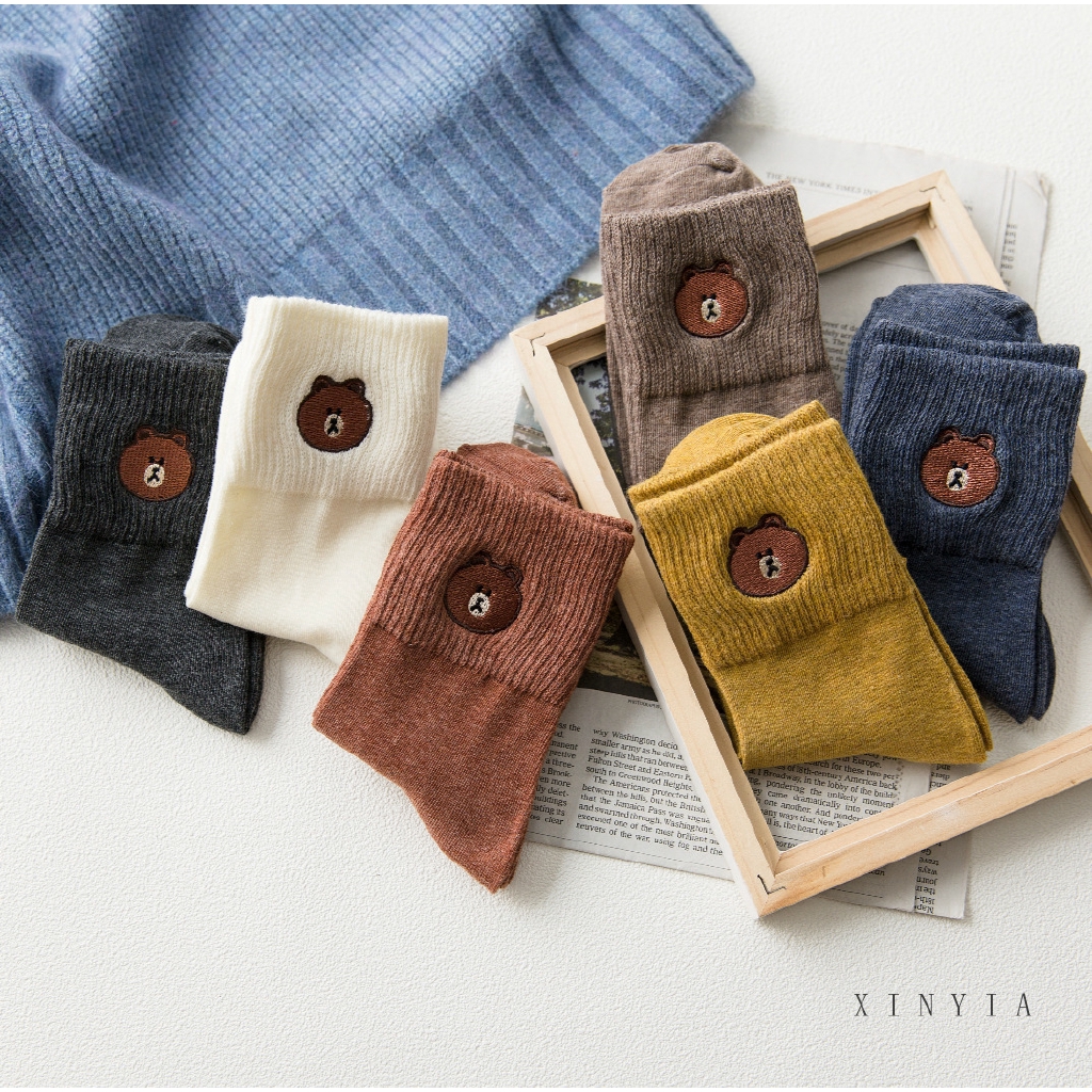 Vớ họa tiết gấu hoạt hình phong cách Unisex dễ thương