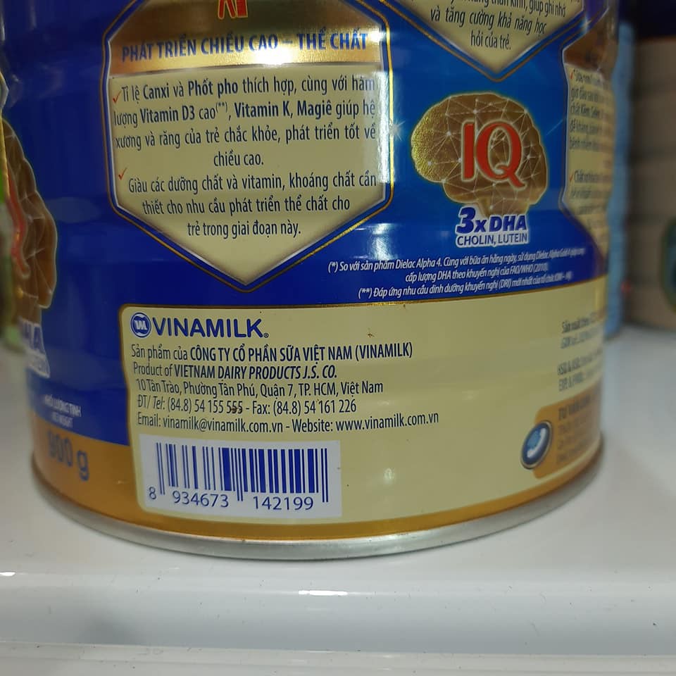 Sữa DIELAC ALPHA GOLD 4-900G cho trẻ 2-6 tuổi (date 2021)