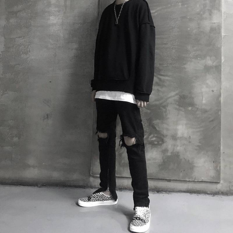 Quần Jeans Dài Rách Gối Cá Tính Thời Trang Cho Nam | BigBuy360 - bigbuy360.vn
