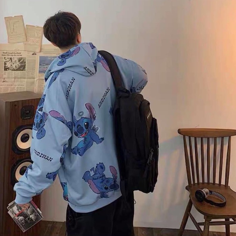 Áo khoác nỉ dáng rộng / Áo khoác oversize Stitch 3D xanh AK03 | BigBuy360 - bigbuy360.vn