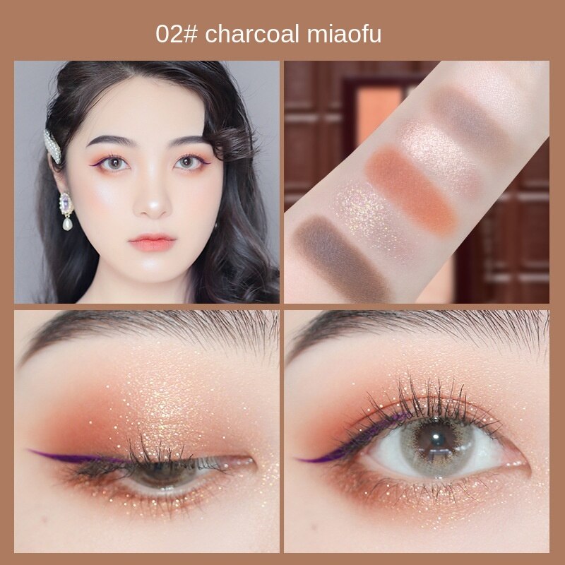 Bảng phấn mắt NOVO 6 màu nhũ lì vỏ thanh socola