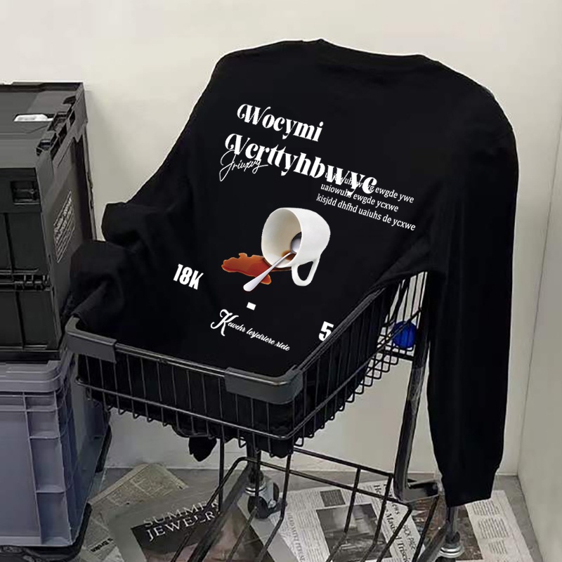 NRVP Áo Thun Tay Dài Oversize In Họa Tiết Phong Cách Hàn Quốc Thời Trang Cho Nam Và Nữ