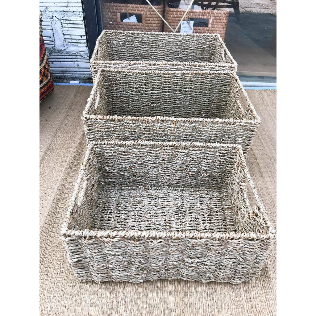 *GIÁ XƯỞNG* Hộp đan tay bằng cói xe KHÔNG lót vải, KHÔNG nắp S: 33*22*15 cm M: 40*25*18 cm L: 44*30*20 cm