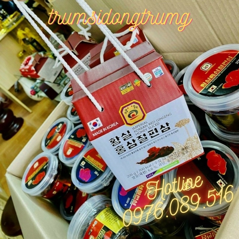 Hồng sâm lát tẩm mật ong Hàn Quốc bồi bổ sức khỏe toàn diện tăng cường thể lực giảm stress hộp 200g