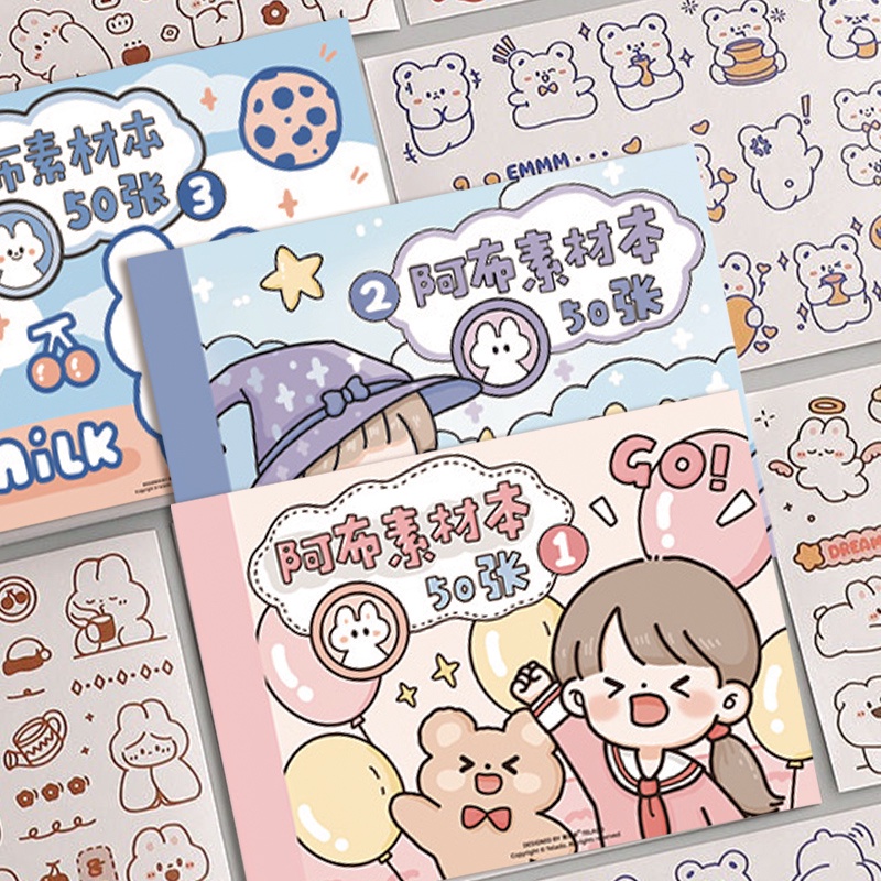 Bộ 50 Miếng Dán Trang Trí Sổ Tay Hình Hoạt Hình Nhiều Kiểu Dáng DIY