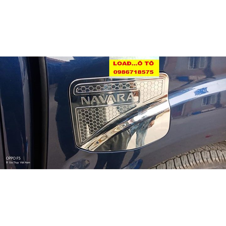 Ốp Nắp Xăng Nissan Navara Mạ crom cao Cấp, Có Sẵn Keo Dán 3M