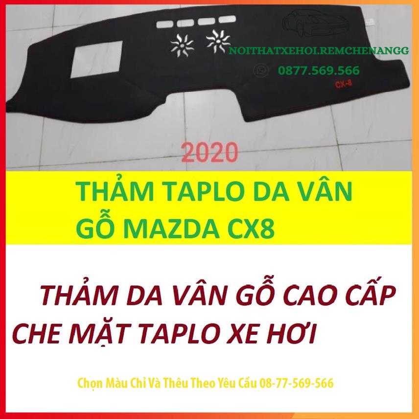 THAM TAPLO MAZDA CX8 DA VÂN GỖ DA CARBON NHUNG LÔNG CỪU 3 LỚP CÓ CHỐNG TRƯỢT THẢM PHỦ LÓT CHE NẮNG TAPLO