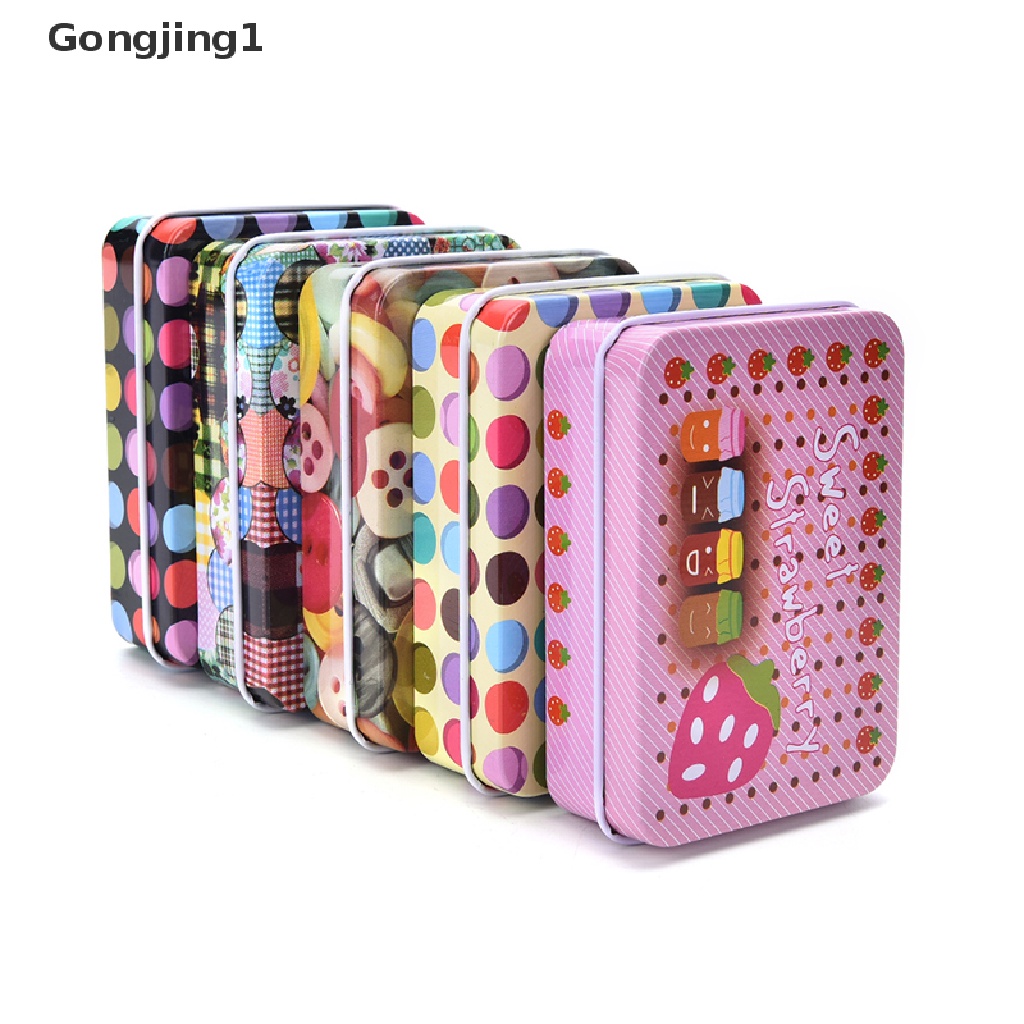 Hộp thiếc mini hình chữ nhật in họa tiết dễ thương   dễ thương