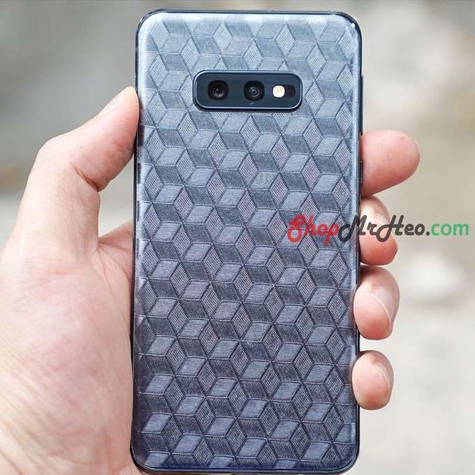 Skin Dán Mặt Sau Lưng Vân 3D Samsung Galaxy S10e - S10 - S10 Plus - S10 5G - Carbon, Nhám, Hình hộp, Vân Da