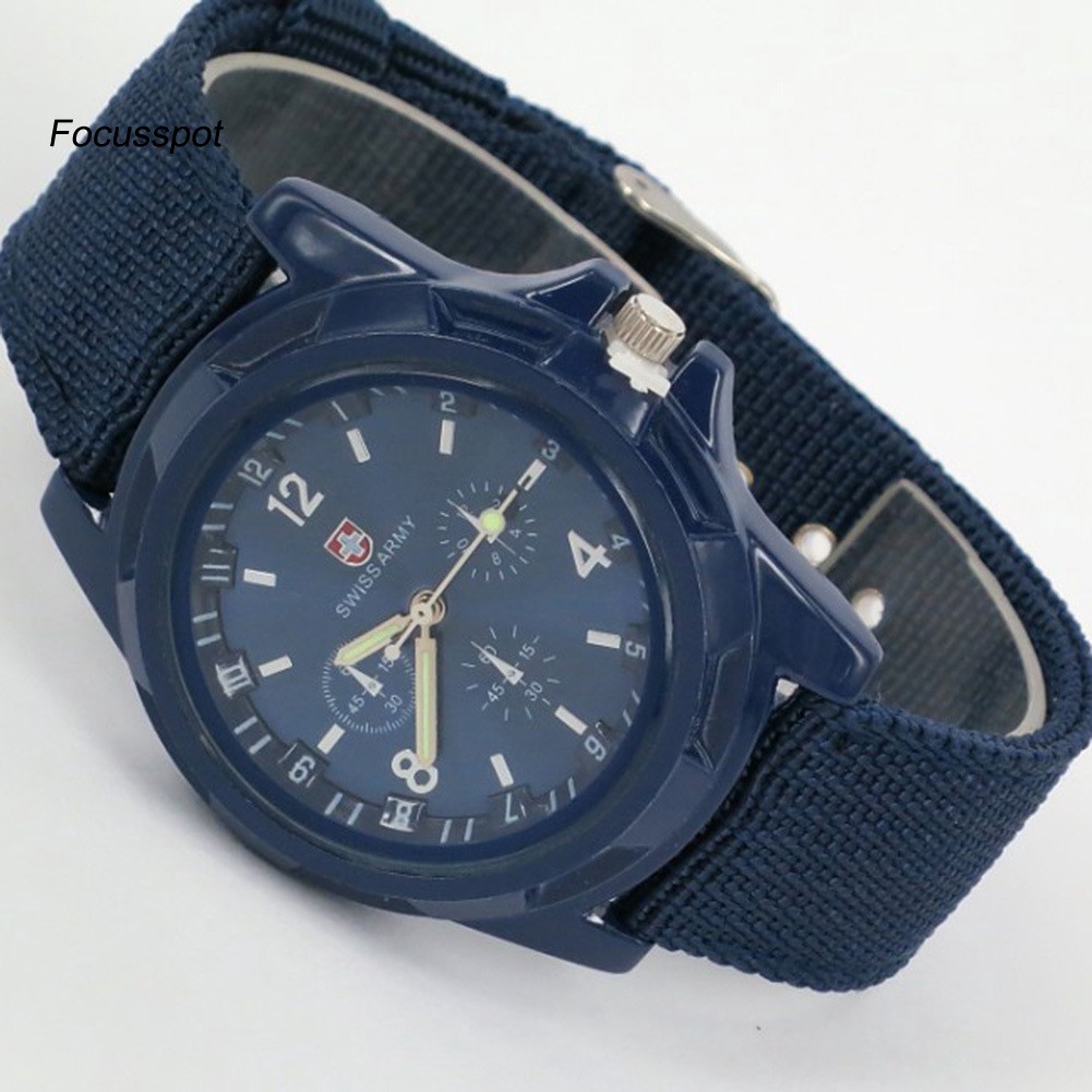 【Focusspot.SYB】Military Men Gemius Swiss Army Sport Round Dial Quartz Nylon Band Wrist Watch