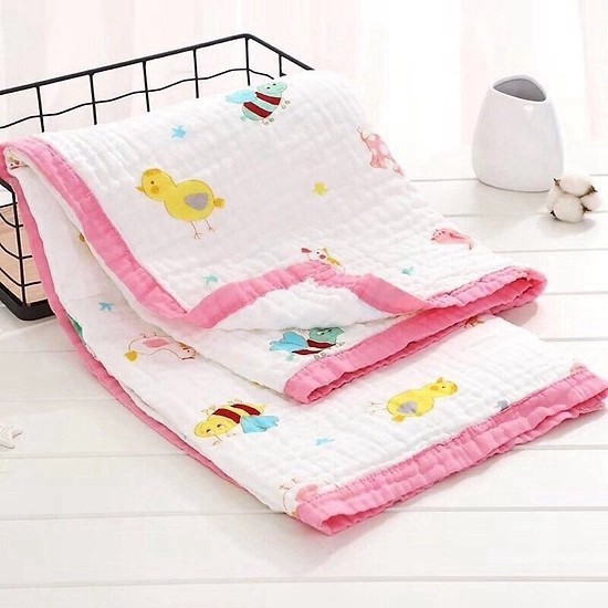 Chăn Mùa Hè Cho Bé Sợi Tre 4 Lớp BO VIỀN 120x120cm A01