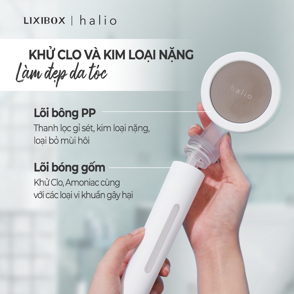 Bộ Vòi Sen Tắm Tăng Áp Khử Clo Và Kim Loại Nặng Làm Đẹp Da Halio Beautifying Shower