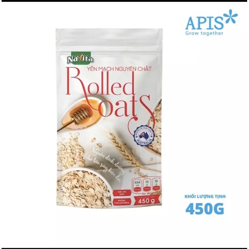 1 TÚI YẾN MẠCH NGUYÊN CHẤT ROLLED OATS NAVITA 450G