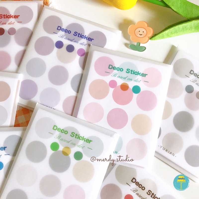 Set 10 tấm sticker tròn 168 miếng dán trang trí theo tone màu