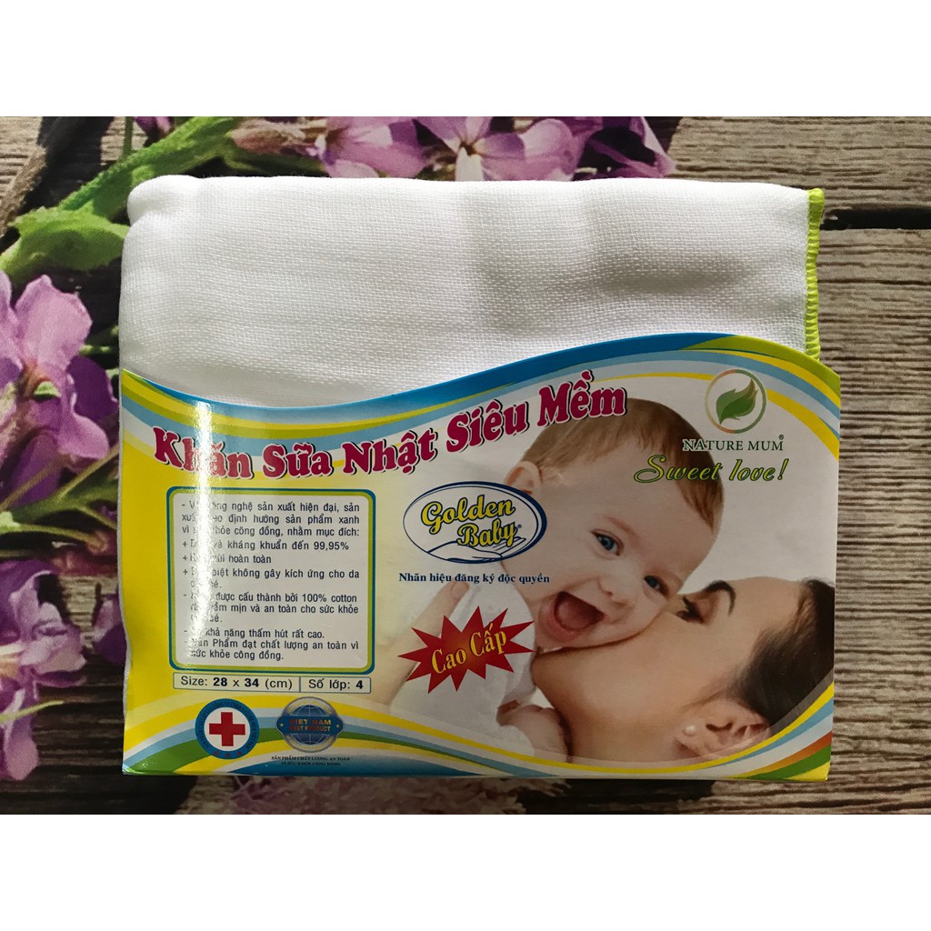 Khăn sữa Xuất Nhật Golden Baby siêu mềm mại(set 10 chiếc) (HÀNG CHÍNH HÃNG)