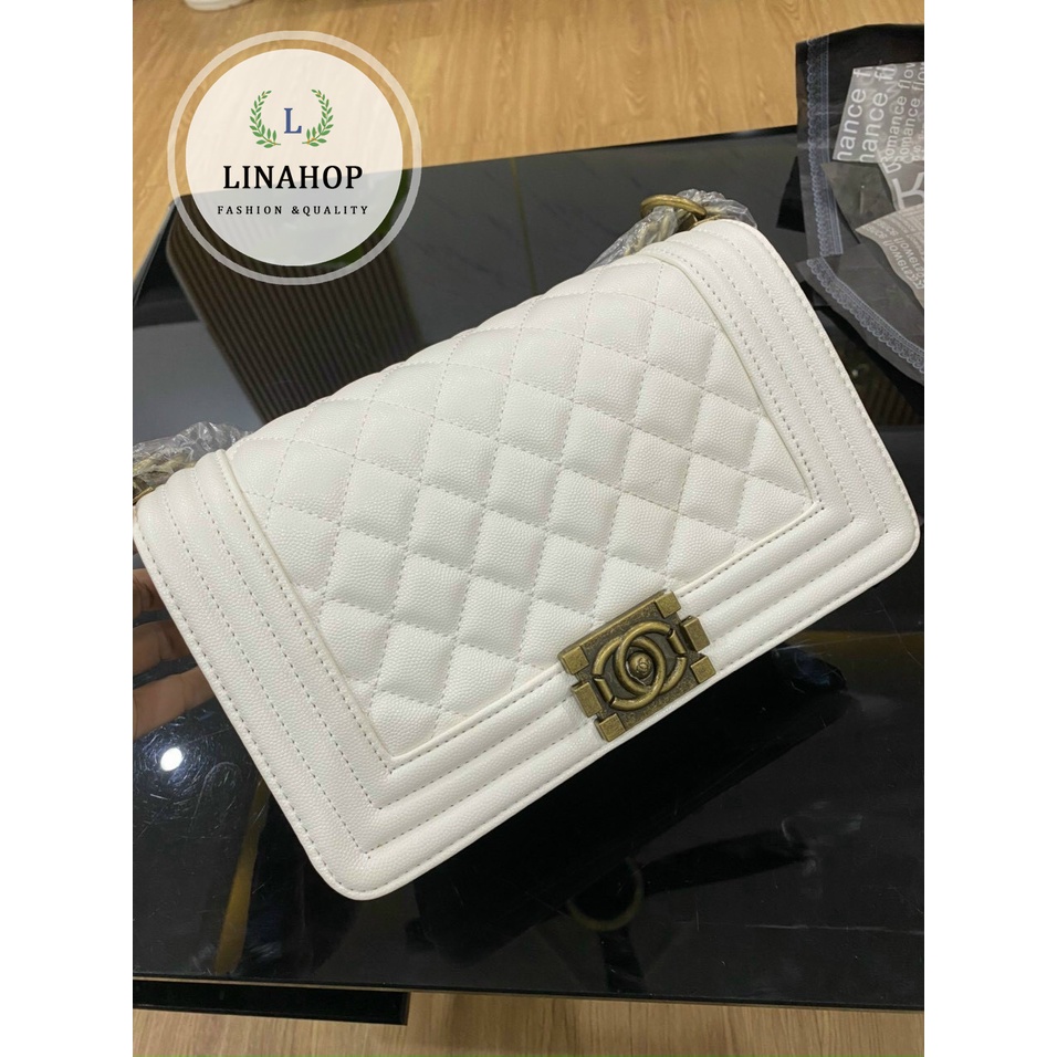 Túi Xách Nữ - Túi Đeo vai đeo chéo Xích Đồng & Vàng Trần Trám kiểu dáng cao cấp dây đeo chéo bằng xích pha da cao cấp