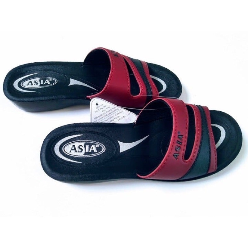 Dép nữ trung niên,quai ngang,2quai màu đen nâu, asia