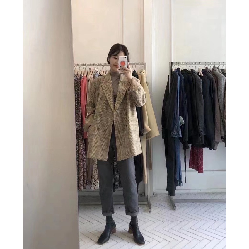 Áo vest dạ kẻ tủi nắp SV119