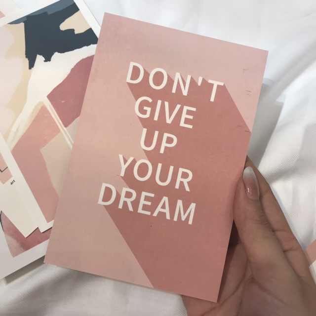 Bộ 5 tấm postcard trừu tượng phong cách đơn giản quote don’t give up your dream