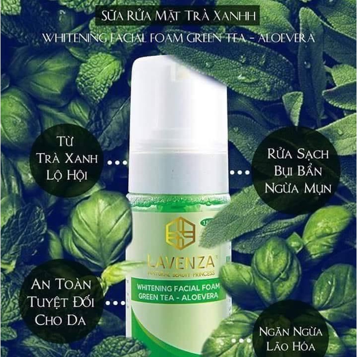 Sữa rửa mặt LAVENZA dạng bọt trắng da 150ml - chiết xuất từ tinh chất trà xanh, lô hội | BigBuy360 - bigbuy360.vn