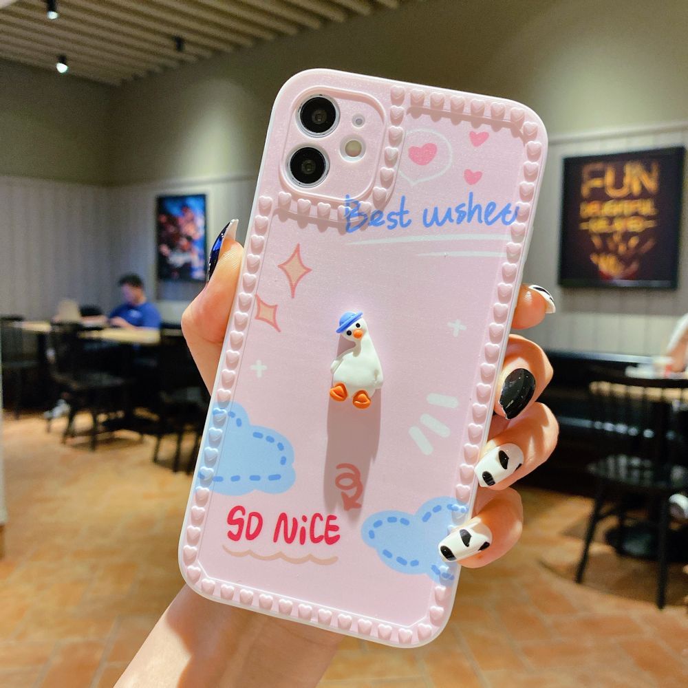 Tilt Head Duck Silicone Phone Case with Pendant for OPPO Reno6 5 3 A93 A94 A15 A3S A5 A12 A5S A7 A12E A8 A31 A57 A59 A83 F11 A5 A9 2020 A52 A72 | BigBuy360 - bigbuy360.vn